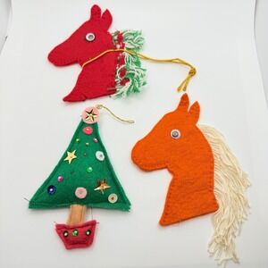 Handmade Felt‎ Christmas Tree Ornaments Flat and Stuffed